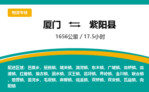 厦门到紫阳县物流公司-厦门到紫阳县物流专线-点对点运输