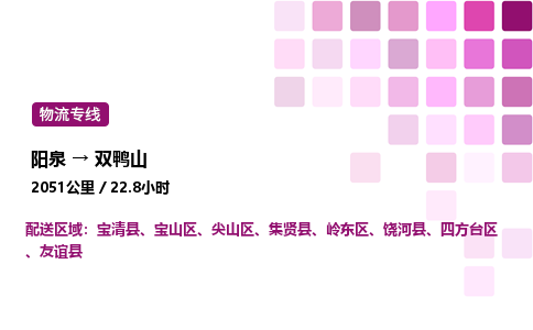阳泉到双鸭山物流公司/整车零担(全境一站达)