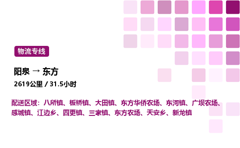 阳泉到东方物流公司/整车零担(全境一站达)