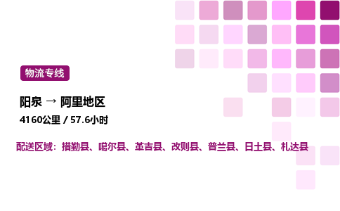 阳泉到阿里地区物流公司/整车零担(全境一站达)