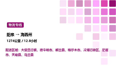 阳泉到海西州物流公司/整车零担(全境一站达)