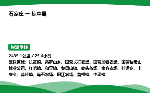 石家庄到琼中县物流公司/石家庄到琼中县货运高效服务合作