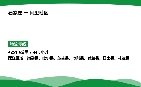 石家庄到阿里地区物流公司/石家庄到阿里地区货运高效服务合作