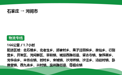 石家庄到河间市物流公司 ——2025全+境每天发车+「送货上门」 石家庄到河间市物流公司 ——2025全+境每天发车+「送货上门」