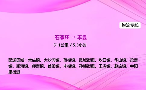 石家庄到丰县物流公司-货运专线2026省市县<高效准时>