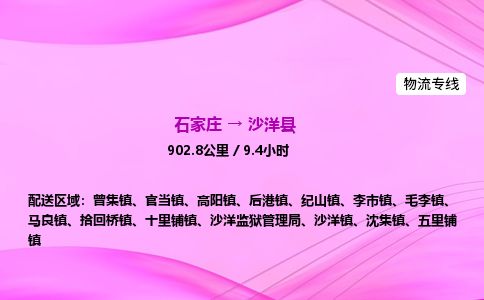 石家庄到沙洋县物流公司-货运专线2026省市县<高效准时>