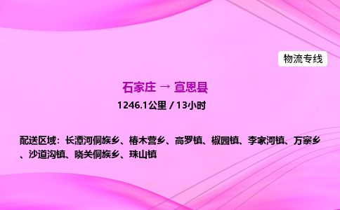 石家庄到宣恩县物流公司-货运专线2026省市县<高效准时>