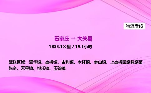 石家庄到大关县物流公司-货运专线2026省市县<高效准时> 石家庄到大关县物流公司-货运专线2026省市县<高效准时>