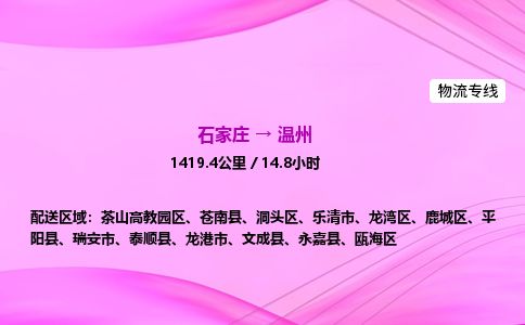 石家庄到温州物流公司2026全境直达特快物流专线 石家庄到温州物流公司2026全境直达特快物流专线