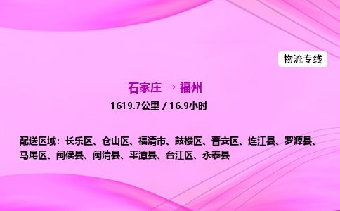 石家庄到福州物流公司-货运专线2026省市县<高效准时>