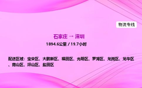 石家庄到深圳物流公司2026全境直达特快物流专线