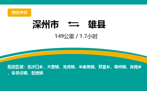 深州到雄县物流公司-搬家行李托运2026(专线快运/全境直达)