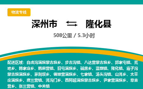 深州到隆化县物流公司-搬家行李托运2026(专线快运/全境直达)