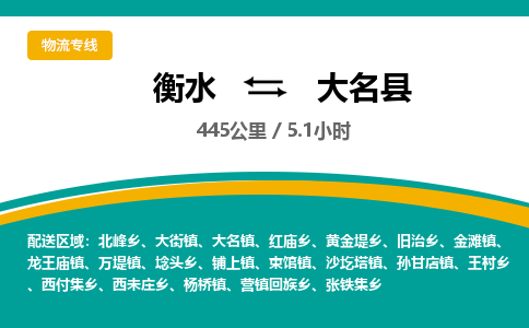衡水到大名县物流公司-搬家行李托运2026(专线快运/全境直达)