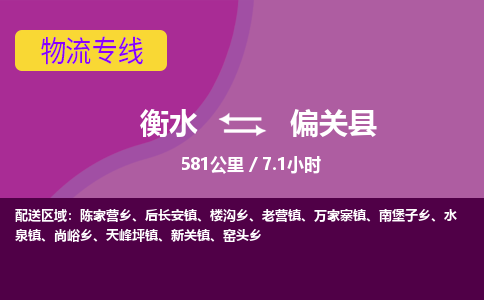 衡水到偏关县物流公司-搬家行李托运2026(专线快运/全境直达)