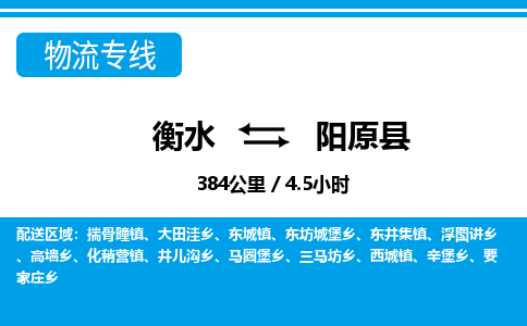 衡水到阳原县物流公司-搬家行李托运2026(专线快运/全境直达)