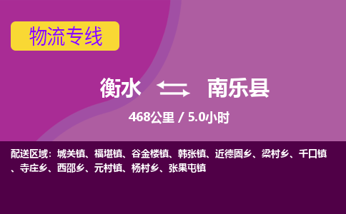 衡水到南乐县物流公司-搬家行李托运2026(专线快运/全境直达)