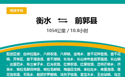 衡水到前郭县物流公司-搬家行李托运2026(专线快运/全境直达)